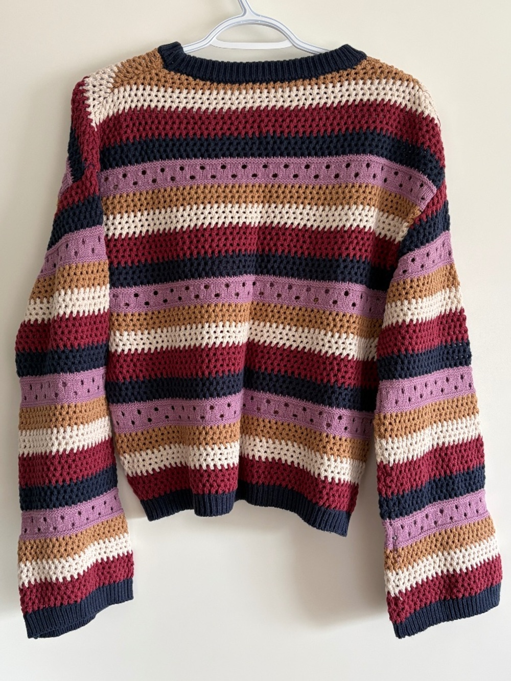 EUC Buffalo Women’s Wrenlee Openwork Knit Striped Long Sleeved Sweater Medium - Picture 7 of 11